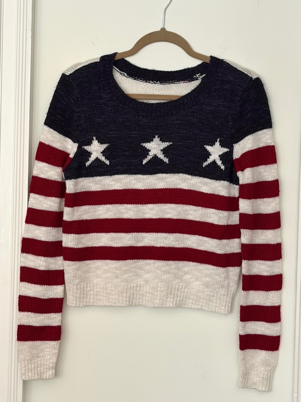 Women's Red, White & Blue Stars Striped Sweater